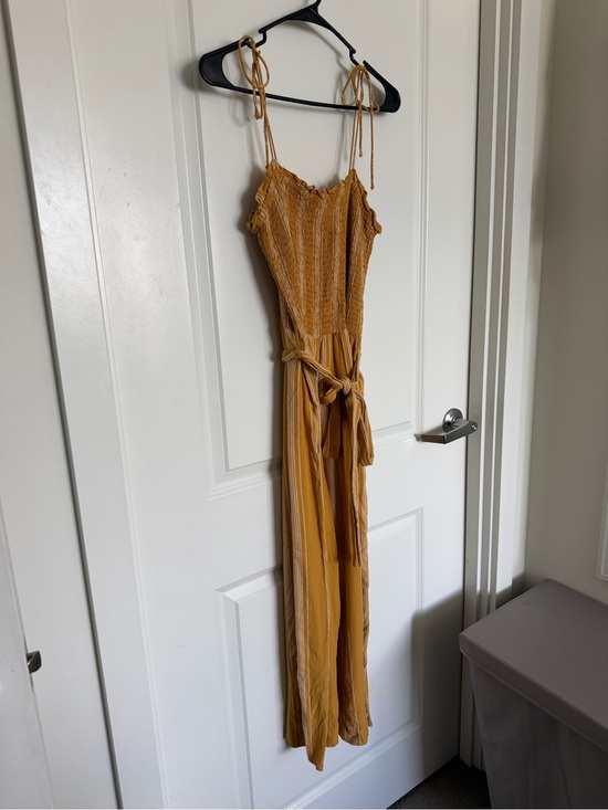 Rip Curl Pants - Rip Curl Yellow Smocked Tie-Waist Jumpsuit Large